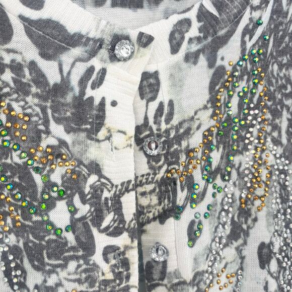 YMI Rhinestone Y2K Jewel Button Chain Pattern Cardigan Size M - Picture 5 of 9